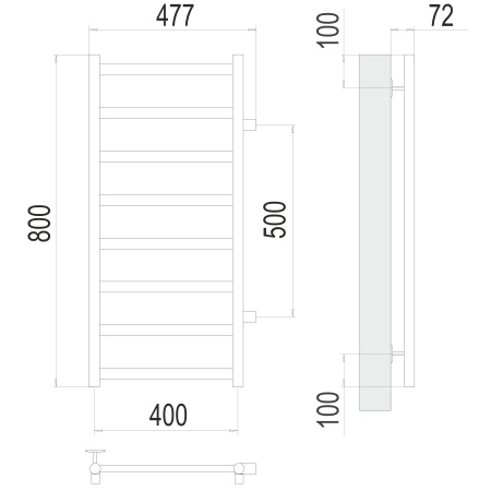 полотенцесушитель водяной terminus аврора 4670078529909 п8 400x800 с боковым подключением 500