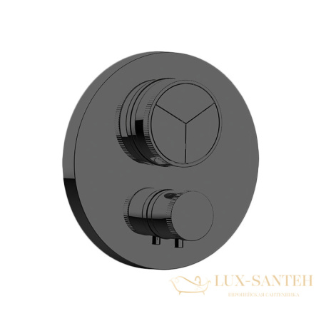 термостат для душа встраиваемый almar core e176633.ab, внешняя часть, на 3 выхода, черный хром брашированный pvd