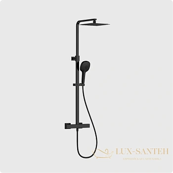 душевая система для душа aquame aqm8007mb, с термостатом, черный матовый