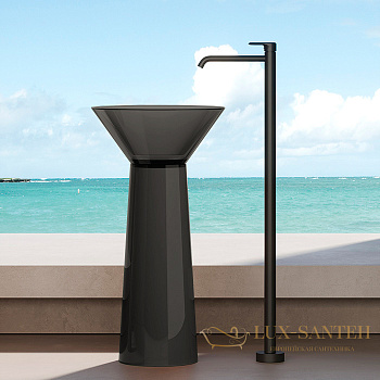 раковина напольная dea design pedestal basin, dd2022 480 r4, glasstech, d480хh900 мм, smoky black