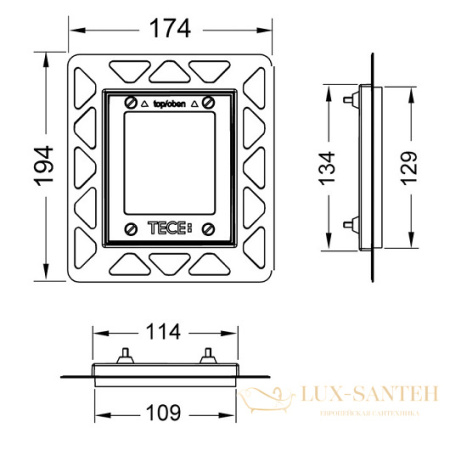 монтажная рамка tece 9242648 для установки панелей смыва на уровне стены, позолоченная