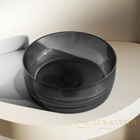 раковина накладная прозрачная abber kristall at2804onyx, 40х40 см, черный