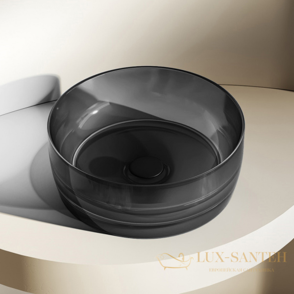 раковина накладная прозрачная abber kristall at2804onyx, 40х40 см, черный