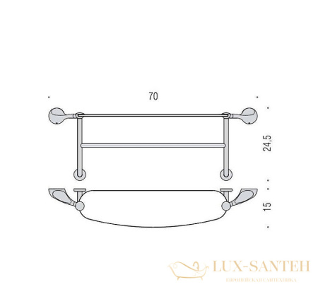 стеклянная полка colombo design melo b1286.000, хром