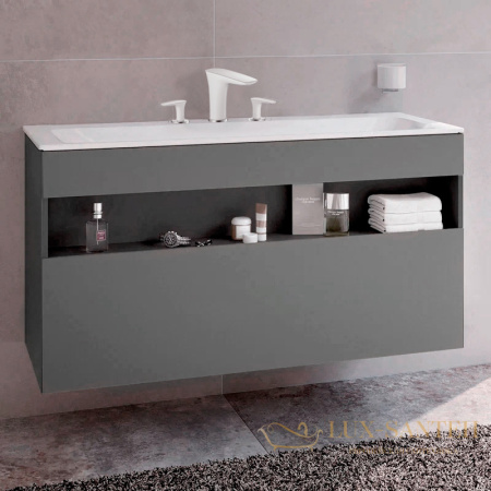 тумба под умывальник keuco stageline, 32882290000, 1200x625x490 мм, к/ф: инокс матовый (лак матовый)/инокс матовый (стекло)