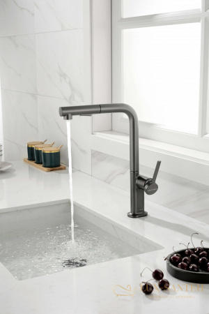 смеситель для кухни с выдвижным изливом paulmark neo ne214419-b, беретта b (gm)