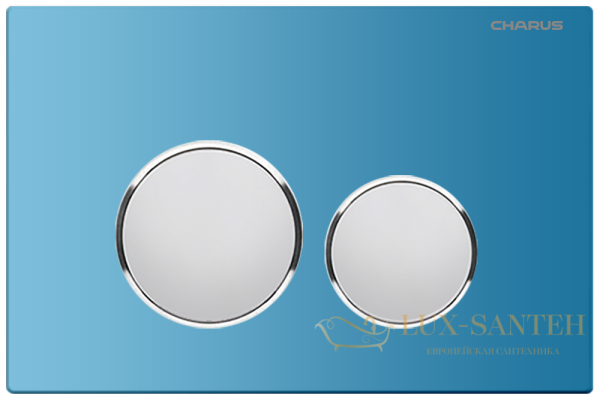 панель смыва charus tm, bagliore, fp.330.aquablue.10, рамка лазурно-синее стекло, кнопки хром