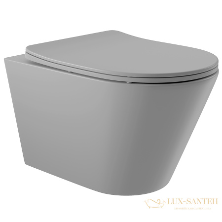 унитаз подвесной aqueduto cone, con0110, 525*360 безободковый, сиденье с микролифтом, серый матовый