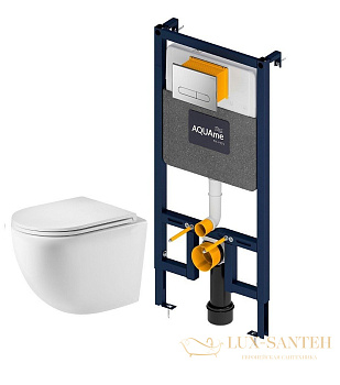 комплект aquame aqm42002mw: инсталляция с клавишей aqm4001cr, унитаз aqm2002mw с быстросъемным сиденьем микролифт