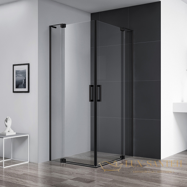 душевой уголок cezares slider slider-a-2-100/110-c-nero 110x110 профиль черный матовый, стекло прозрачное