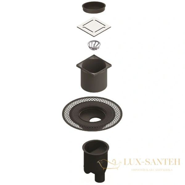 душевой трап berges platz norma 090059 148x148/50 мм, матовый хром