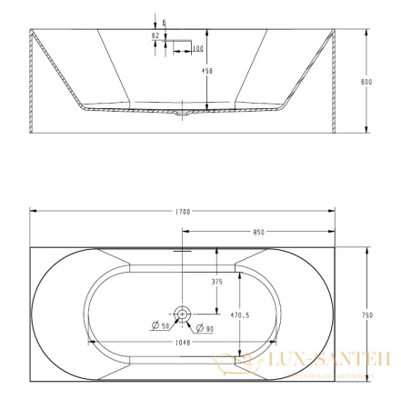 ванна акриловая свободностоящая abber ab9281, белый глянцевый