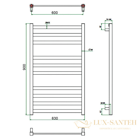 полотенцесушитель grota vento 63/90, хром