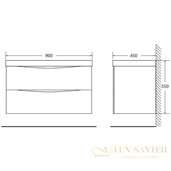 тумба под раковину belbagno marino marino-900-2c-so-bo-p 90 см подвесная, bianco opaco