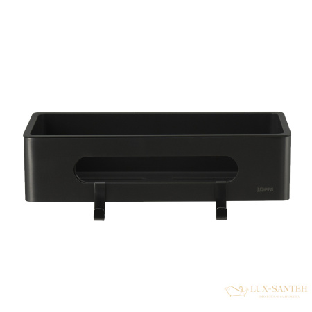 полка для душа lemark shelf line 9772044, 295 мм, с крючками и вставкой из пластика, черный матовый