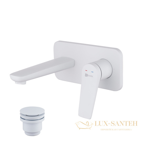 смеситель для раковины встраиваемый lemark bronx lm3726mw, с донным клапаном, белый матовый