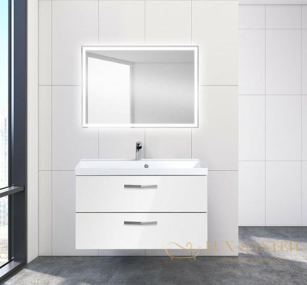 тумба под раковину belbagno aurora aurora-900-2c-so-bl 90 см подвесная, bianco lucido