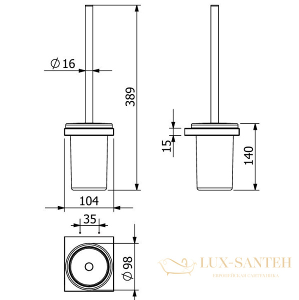 ершик для унитаза подвесной kludi vela c, 3197405, хром глянцевый глянцевый