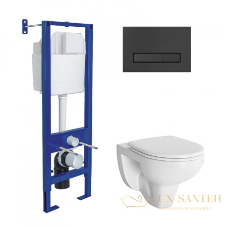 комплект berges 043313: подвесной унитаз gamma с системой инсталляции atom 410 и панелью смыва, черный матовый