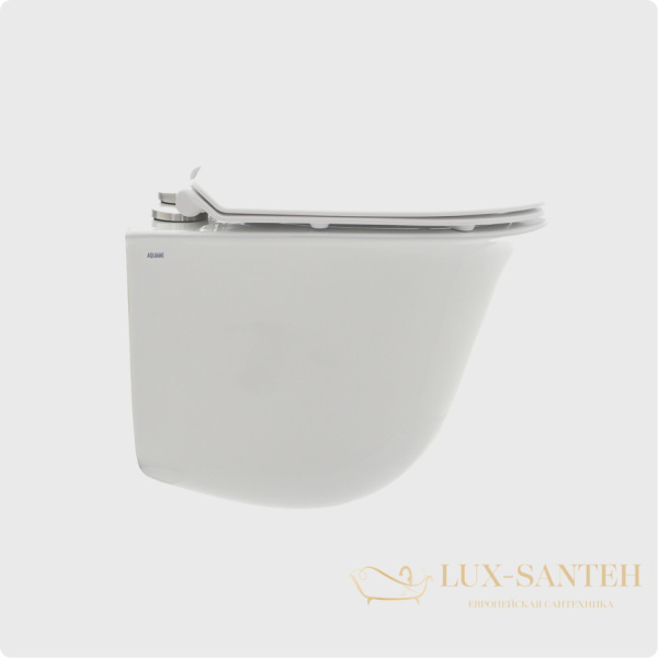 унитаз подвесной безободковый aquame aqm2005, с быстросъемным сиденьем softclose, белый глянцевый