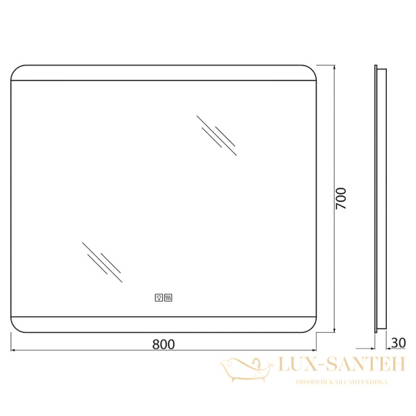 зеркало belbagno spc spc-cez-800-700-led-tch-warm с подсветкой, с подогревом, с сенсорным выключателем