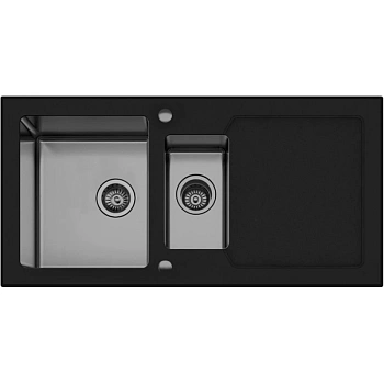 кухонная мойка seaman eco glass smg-1000b.b, нержавеющая сталь/черный