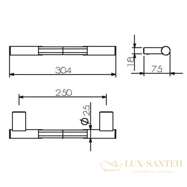 поручень langberger 28056a 30,4 см, хром