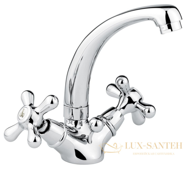 смеситель для раковины emmevi deco classic 12913/co с донным клапаном, хром-золото