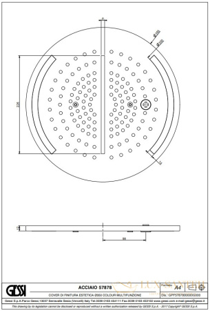 потолочная душевая система gessi inciso 57878.238 внешняя часть, mirror steel