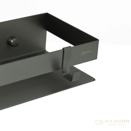 полка для душа lemark shelf line 9776054, 400 мм с крючками, графит