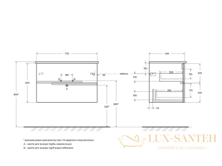 тумба под раковину cezares duet duet-800-2c-so-spf-p 80 см подвесная, sapfiro