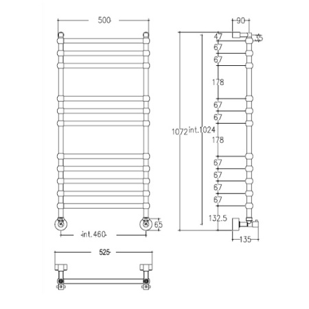 полотенцесушитель водяной margaroli sole 464-11-ts 464ts4711cr, высота 107.6 см, ширина 52.5 см, хром