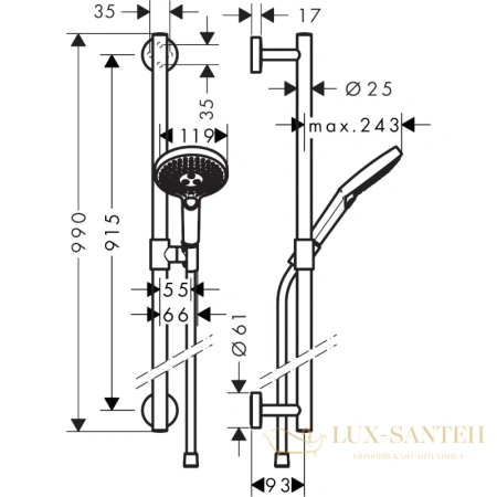 душевой гарнитур hansgrohe raindance select s 120 ecosmart