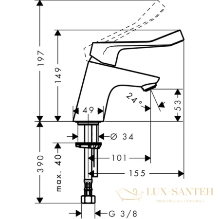 смеситель для раковины hansgrohe focus 31914000, хром