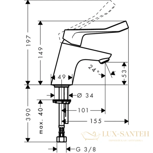 смеситель для раковины hansgrohe focus 31914000, хром
