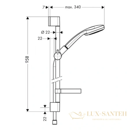 душевой набор hansgrohe croma 100 27771000 vario / unica’c 0,90 м, ½ хром