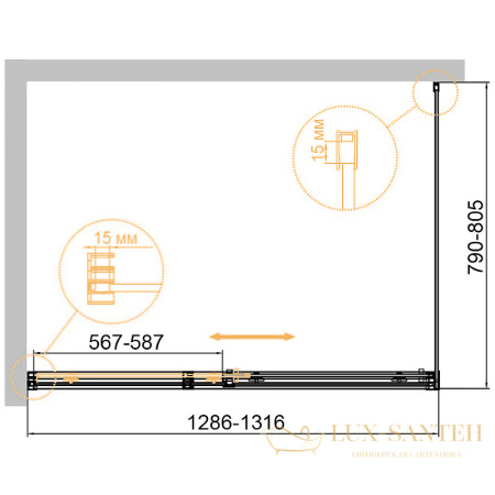 душевой уголок cezares duet soft-m duet soft-m-ah-1-130/80-c-cr 130x80 профиль хром, стекло прозрачное