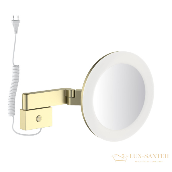 косметическое зеркало timo saona 15276/17, х-5 кратное увеличение, 220 в, холодный свет, с возможностью скрытого подключения, золото матовое