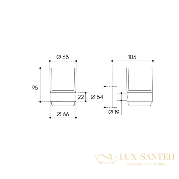 стакан для зубных щеток подвесной aqueduto ponto pon0245, оружейная сталь