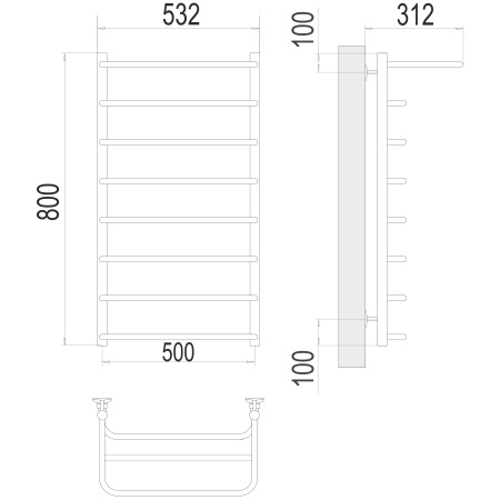 полотенцесушитель водяной terminus полка 4670078530295 п8 500х800