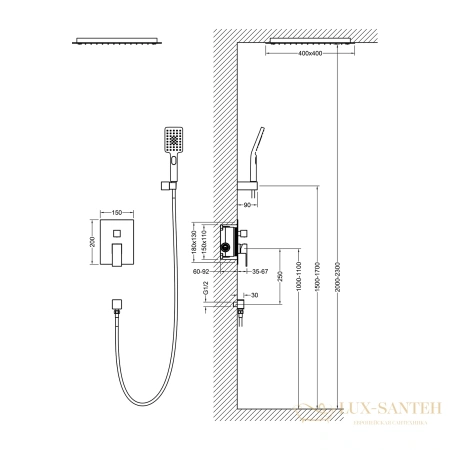 душевая система для душа встраиваемая timo selene sx-2029/17sm, золото матовое  