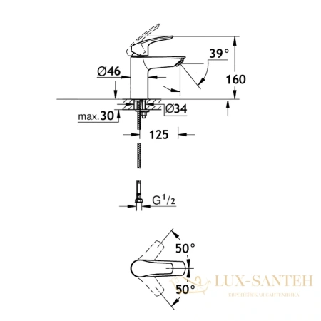 смеситель для раковины aquame prato aqmp6120, хром