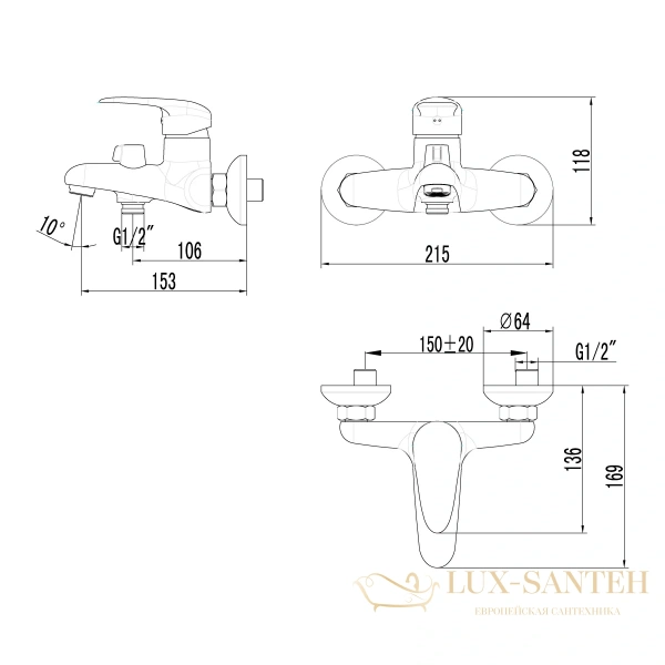 смеситель lemark pramen lm3314c для ванны, хром