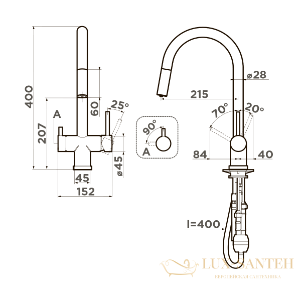 смеситель omoikiri akita-s-az 4994436 для кухни с подключением к фильтру, бирюзовый