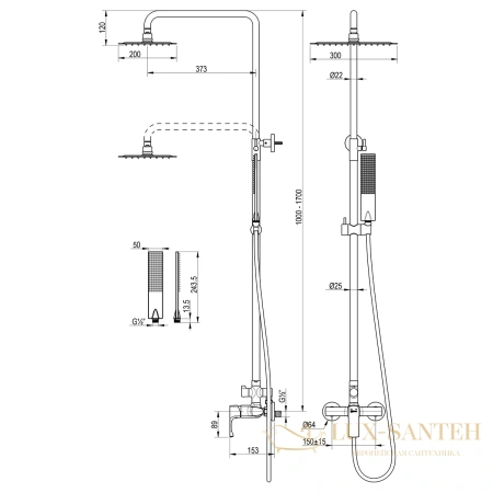 душевая система для душа lemark ursus lm7260bg, золото шлифованное