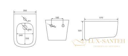 биде подвесное charus kelston bd700-142w, с 1 отверстием под смеситель, белый глянцевый