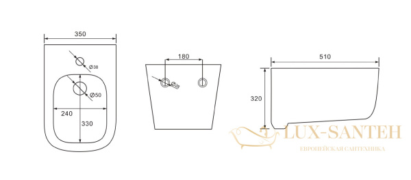 биде подвесное charus kelston bd700-142w, с 1 отверстием под смеситель, белый глянцевый
