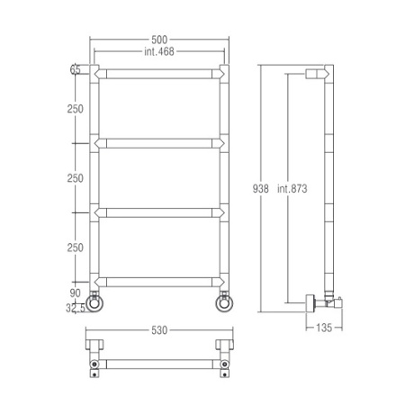 полотенцесушитель водяной margaroli sereno 4-482 4482crn, высота 90.65 см, ширина 50 см, хром