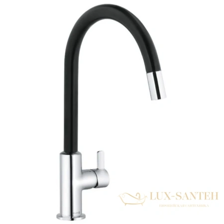 смеситель kludi bingo star xs 468518778 для кухни, хром/черный матовый