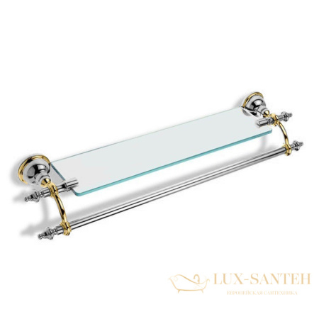 стеклянная полка + полотенцедержатель stil haus elite el33(02), хром-золото